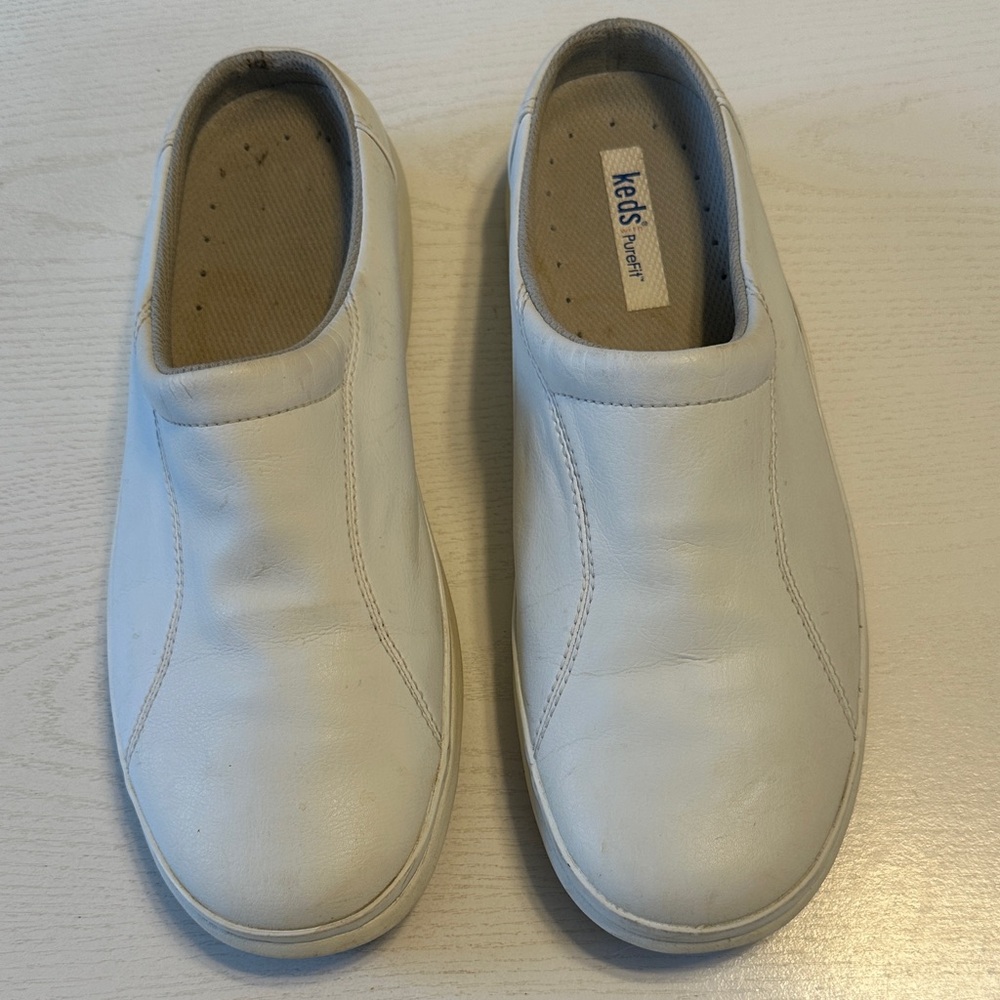 Keds Women's White Leather Zoe Slip-On Mules